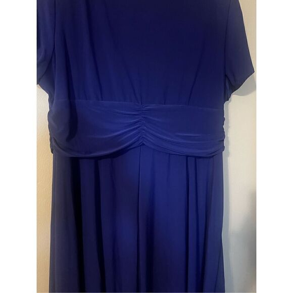 R&M Richards Women’s Plus Size 18 Short Sleeve Faux Wrap Cascade Dress Blue - Picture 13 of 15